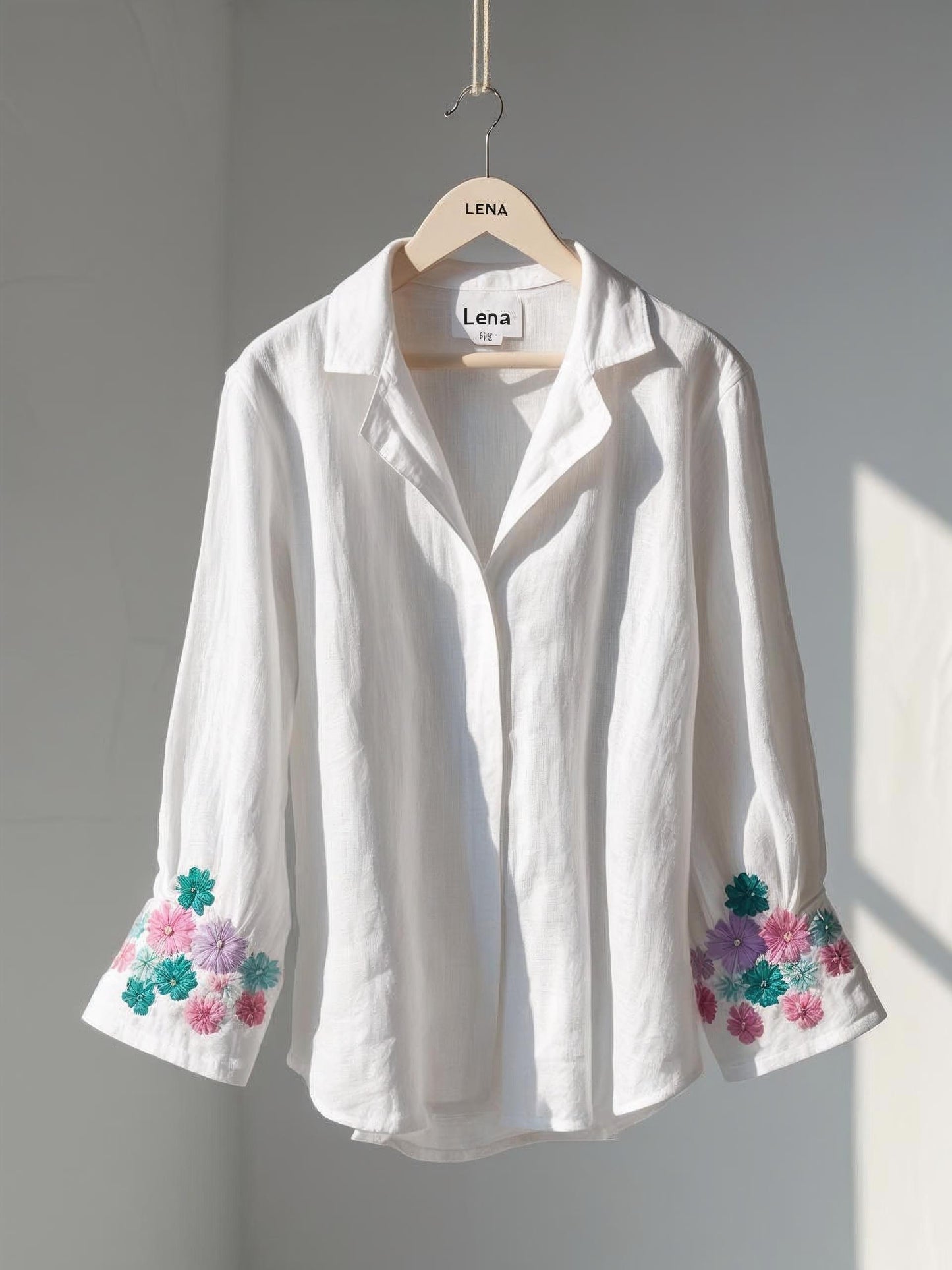 White Embroidered Shirt | Handmade by LENA
