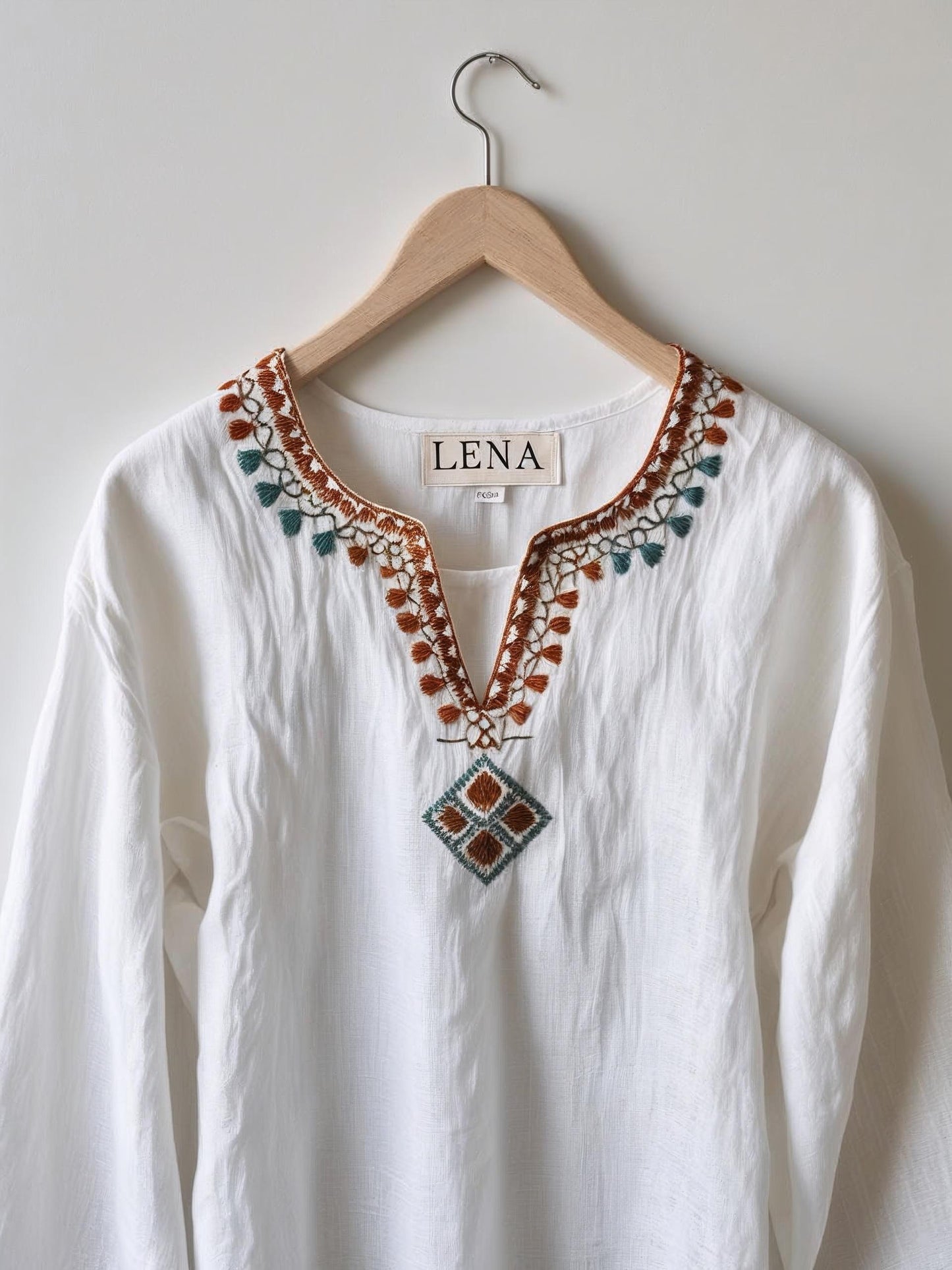 White Embroidered Shirt | Handmade by LENA