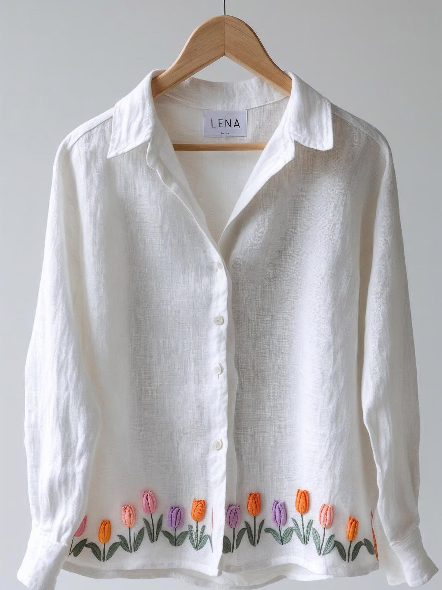 White Embroidered Shirt | Handmade by LENA