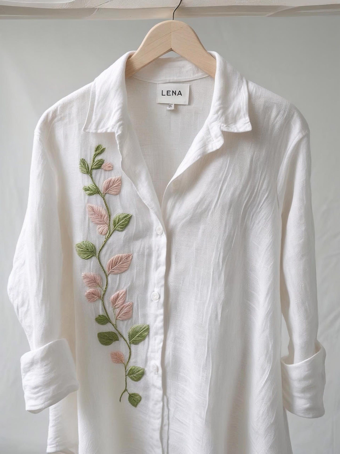 White Embroidered Shirt | Handmade by LENA